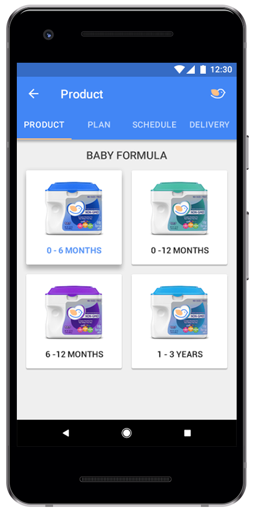 Baby Formula Shopping App Android screen